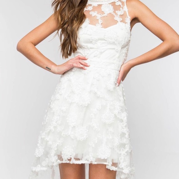 White Lace Hi Low Dress (New & Unworn) - Picture 3 of 6